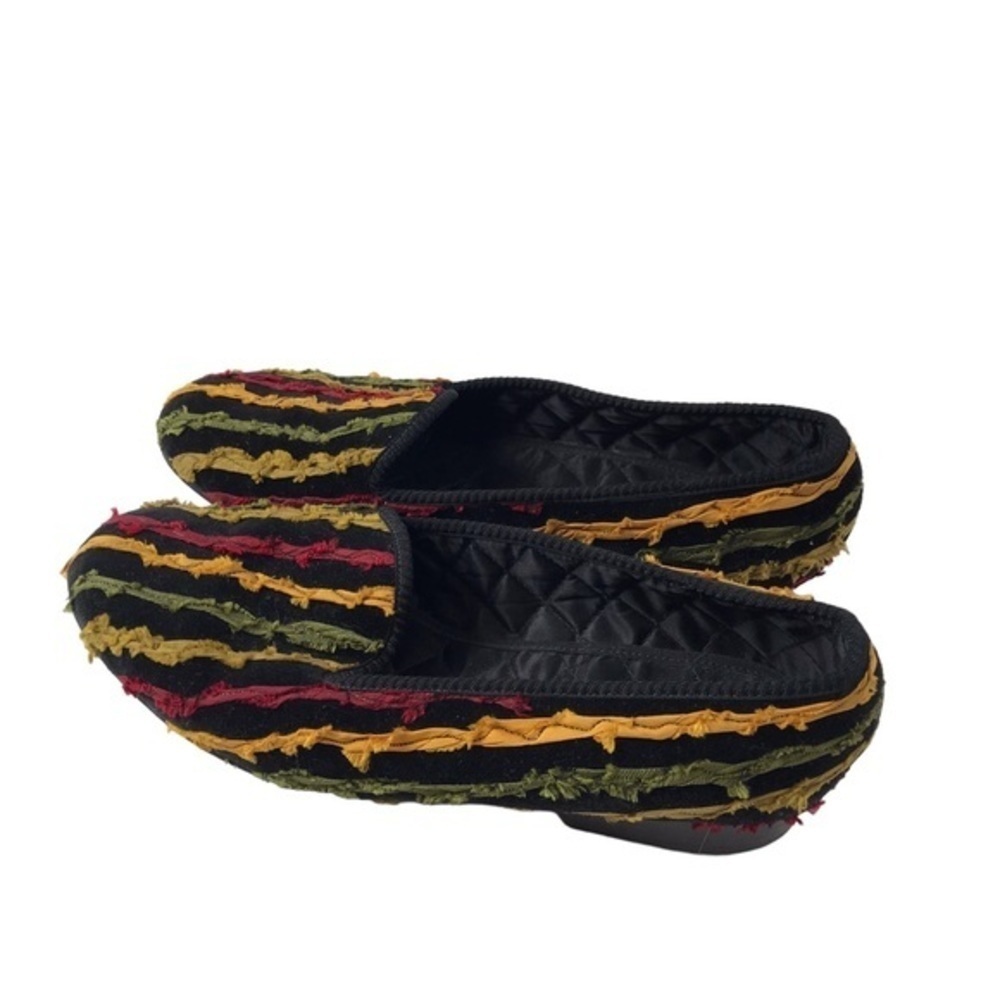 Black velvet Multi colors with quilted lined Handmade in England loafers mens 6